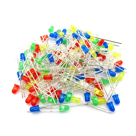 Dafuri 3mm 5mm LED small bulb light-emitting diode F3F5 red, green, yellow, blue and white in-line indicator bead component package 3mm red, green and yellow 3 types, 20 pieces each, 60 pieces in total