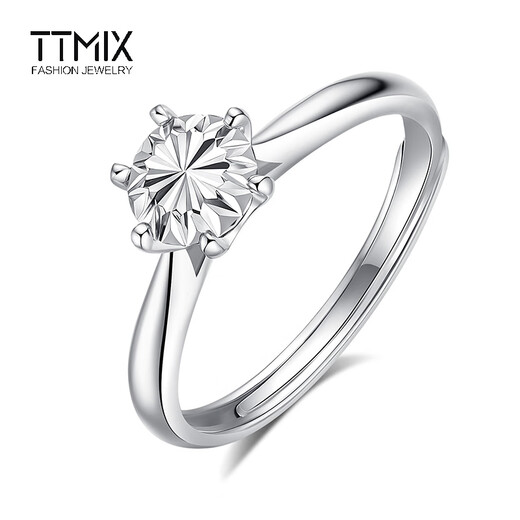 TTMIX six-claw imitation diamond platinum ring for women pt950 platinum ring live proposal ring for girlfriend small version 2.7-2.9g