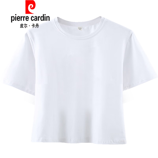 
Pierre cardin 2025 new design niche shoulder short T-shirt for women summer pure short sleeve loose white cotton top KE693 white M