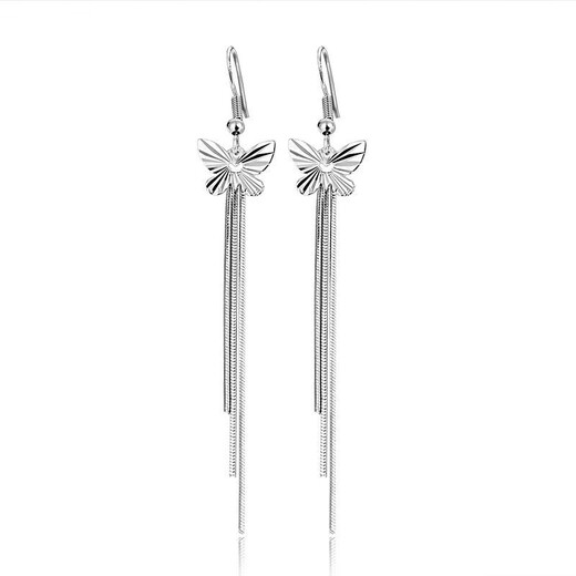 CAMPUSKINGLY Old Phoenix 999 sterling silver butterfly tassel earrings new trendy long tassel temperament super fairy earrings for women glossy earrings + diamonds + smart butterfly tassels