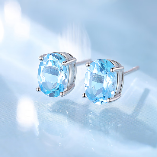 Hi Diamond S925 Silver Topaz Earrings for Women Simple Colorful Earrings Colorful Gemstone Earrings for Girlfriend Birthday Gift 2.7 Carat Topaz