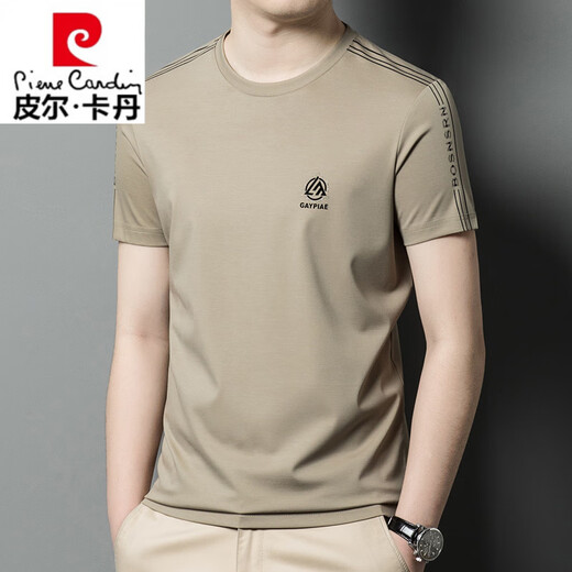 Pierre Cardin Heavy Mulberry Seiden T-Shirt kurzärmelig runde Hals Sommer halbärmelig und vielseitig, lässiges Seidenmarkierungs-Top T-Shirt Basis Hemd White-13596ksp M 165 Empfohlen 90-120jin [Jin gleich 0,5 kg]