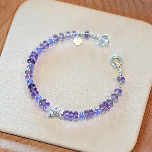 Senyong's 2025 new lavender ice-permeable natural amethyst tanzanite broken silver bracelet for women is exquisite and original, suitable for clean hands with a circumference of 13.5