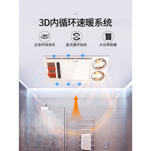 Sanqihu Beleuchtung Badezimmerheizung, Wind und warme Lichter, integrierter Deckenabluftlüfter, Dual-Core-intelligentes Multifunktions-Badezimmerheizung Licht, intelligent 2694W Dual-Core-acht-in-Eins-Zwei-Geschwindigkeit