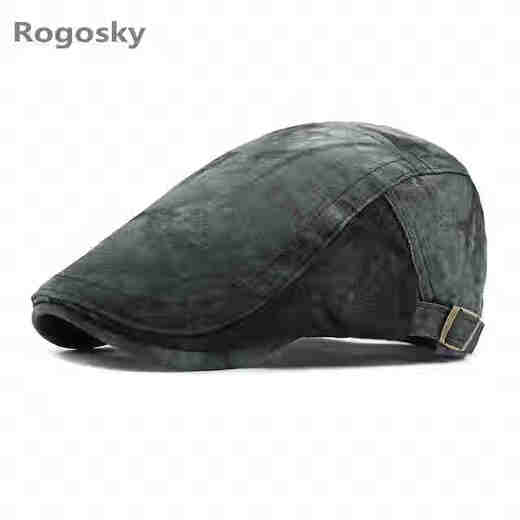 Rogosky counter trendy brand beret women's spring and summer new tie-dyed cotton British retro peaked cap casual sun protection forward cap leather pink one size fits all (55-59cm)