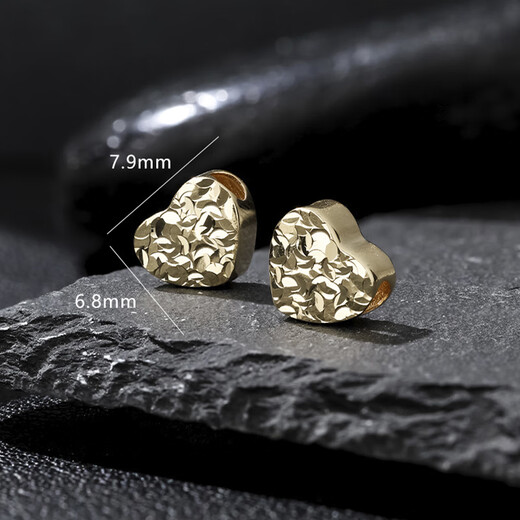 OeinOEIN 18K plain gold crushed ice fish scale engraved flashing love double-sided pendant sweet age-reducing fresh necklace pendant light gold in stock