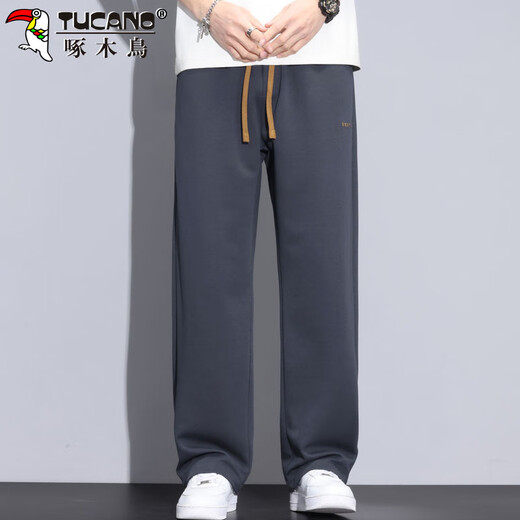 
Woodpecker (TUCANO) pants men's casual pants men's summer thin loose straight wide-leg American sports trousers dark gray XL