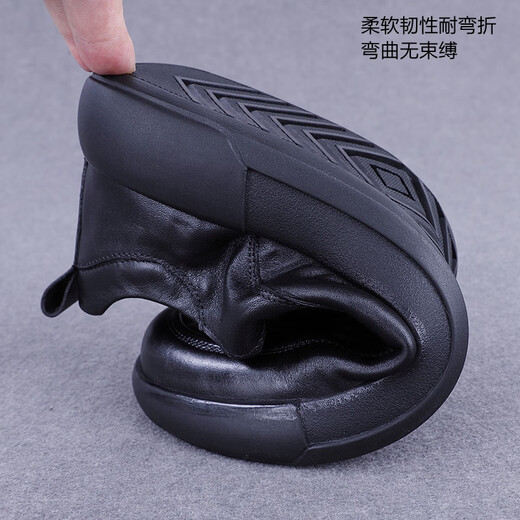 Goldlion GY genuine leather men's shoes spring and summer new men's slip-on hand-grabbed cowhide soft sole men's business casual leather black standard leather shoe size 42 standard leather shoe size