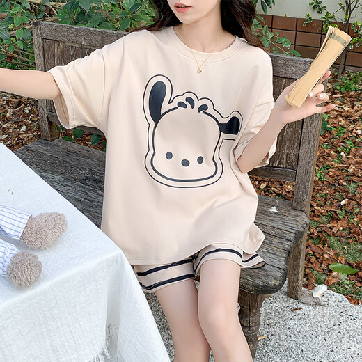 Jingpufei versión coreana suelta de pijamas de manguito corto MM MM Summer Outter Wear Traje de ropa para el hogar 2025 679 Dinosaurio verde 170 m Código [Recomendado 80-90Jin [Jin iguala 0.5 kg]]]