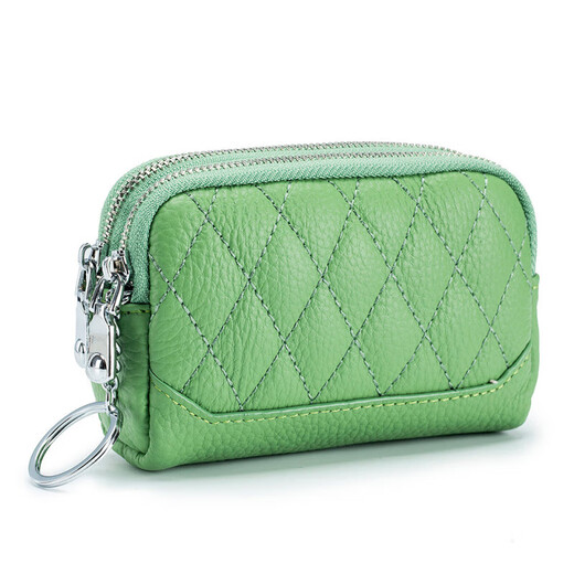 Youse (vous) Première couche Cow I Le cuir Diamond Mini portefeuille Keetchain Coin Sac en cuir Double Zipper Coin Wallet Rangement Sac