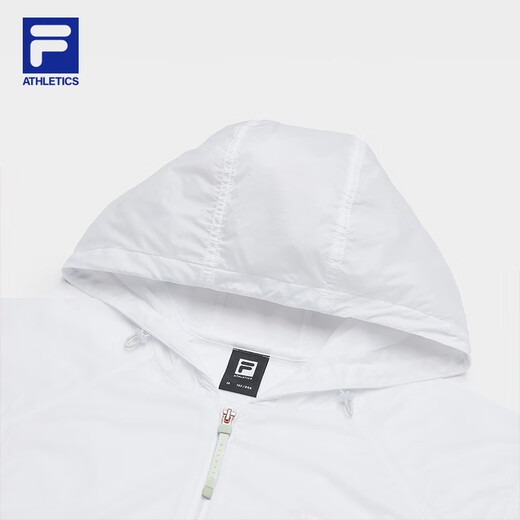 FILA 斐乐官方女装梭织外套2025秋季新款健身运动简约宽松连帽上衣 玉石白-WT L 170/88A/L