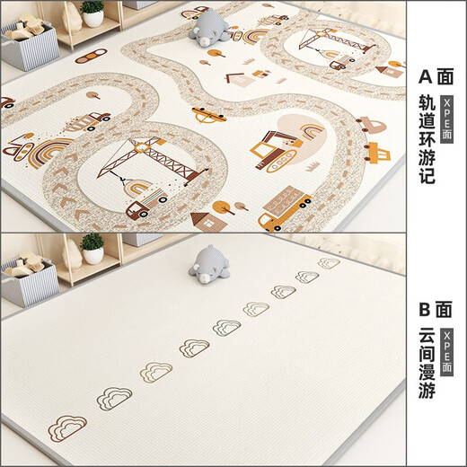 Manlong Baby XPE Crawling Mat Children's Game Floor Mat Baby Thickened Anti-fall Foldable Crawling Mat Non-toxic and Formaldehyde-Oriented Mat-Track Travel Note 180*250*3cm