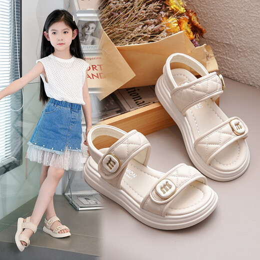 S.SOFEA Summer Girls Sandals Fashion Princess Casual Shoes 2025 Velcro xd-653 Black 26 / Inner Length 16.2cm