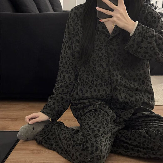 HUALIN FASHION女士棉睡衣春秋季蕾丝长袖家居服两件套 E6621 180 XL 【110-130斤】