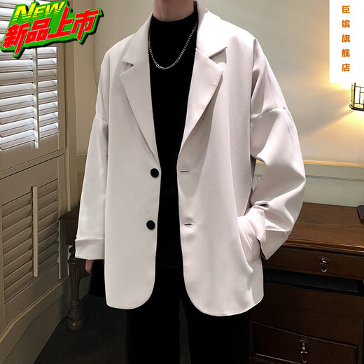 臣嫔英伦雅痞男装dk休闲西装外套男春秋款痞帅高级感oversize西服上衣 黑色【西装+打底衫+裤子】三件套 XL