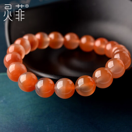 恒久叶无烤色南红玛瑙手串一物一图聚宝盆冰飘南红珠子散珠串珠手链男女 G3881款9.5mm