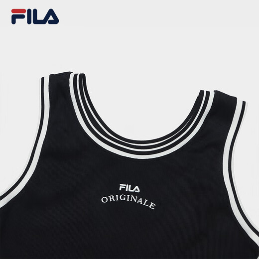 FILA 杨幂同款|斐乐官方女装针织背心2025夏新款时尚简约休闲修身内搭 正黑色-BK S 160/80A/S