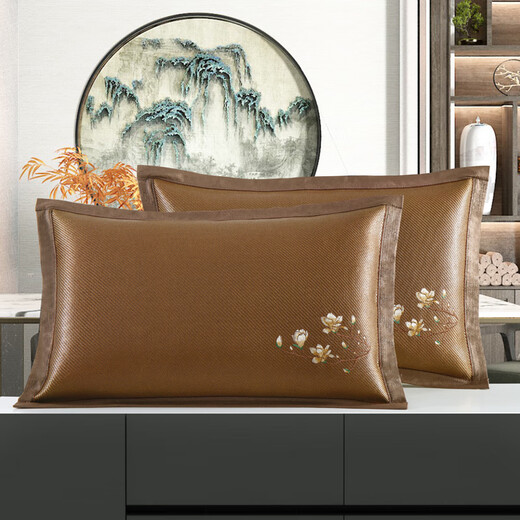 
Summer ice silk pillow case double-sided summer cool mat pillow core case single rattan pillow mat home use pair Ice 679-7 purple Shulin pillow case (one pair) can be pair 0cm*0cm 48CM*74CM