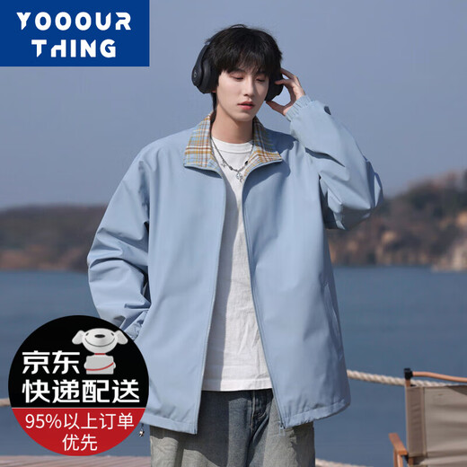 YOOOURTHING外套男2025春秋季青少年学生宽松百搭潮流帅气百搭夹克男上衣服 HJ25189-黑色（春秋季） XL 【建议125-150斤】