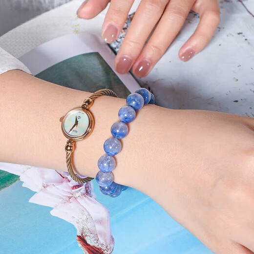 Eternal symbol light luxury brand luxury crystal bracelet Brazilian old mine blue line stone bead bracelet birthday gift for men and women jewelry grade blue line stone about 9mm