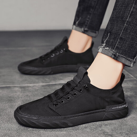 Huili board shoes men's summer breathable casual shoes flying men's shoes soft sole mesh sports shoes one foot lazy driving shoes W838 black 39