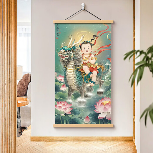Kirin schicke ein Kind mit einem Bild von Kirin, das ein Kind mit einem Neujahrsbildplakat Kirin schickte.