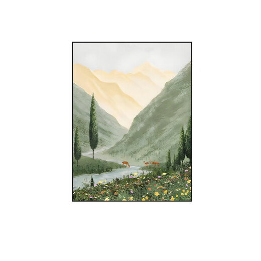 卫生间挂画感免打孔卫生间山水挂画风景装饰画厕所马桶上方挂 ZSH13546-繁华似锦 外框60x80cm铝合黑框+有机玻璃