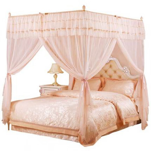 
Shantoulin Village Palace Mosquito Net Home 2024 New Bedroom Summer Three-Open Door Curtain Thickened Floor-Floor Mosquito Net Wedding Room Pattern Point 9903 Jade Color [Upgraded Paint Bracket] 1.2m (4 feet) Bed