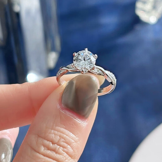 IDC Henan artificially cultivated diamond 18K gold diamond ring engagement 1 carat twist arm ring women's Valentine's Day gift for wife PT950 platinum D color/VVS/NGIC certificate 30 points heavy gold version