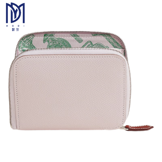Hermes (HERMES) 2025 new women's new wallet silk twill printed calfskin short coin card holder style 13
