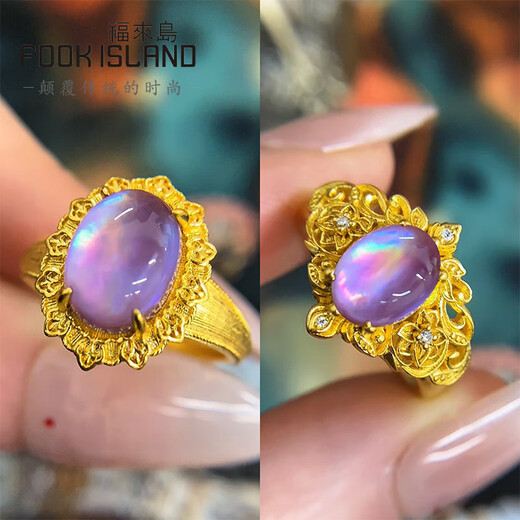 Fulai Island gold ring, fashionable ancient gold pure gold 999 new wedding ring, dreamy beauty amethyst ring, dreamy beauty labor cost 1214 yuan, 6.88g-No. 11
