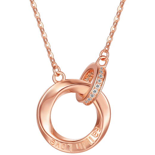 Saturday Form Mobius Ring Double Ring Necklace S925 Silver Birthday Gift J0612481 40+5cm