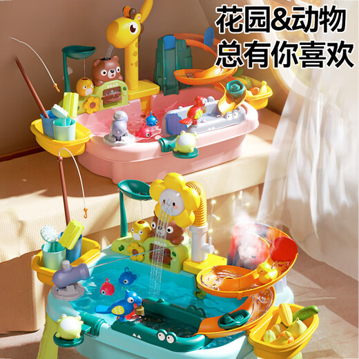 Dimanqi 2025 new children's dishwasher toy faucet circulation water hot-selling cooking and playing kitchen girl [upgraded electric version + table legs] blue