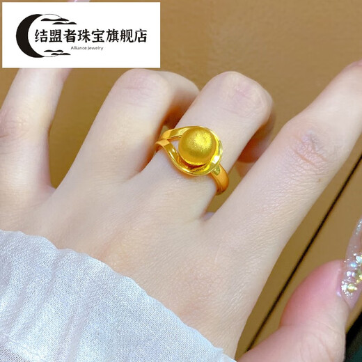Ally 5D hard gold gold responsive ring for women 999 pure gold new brushed ball ring pure gold index finger ring gift No. 11 about 2.35g