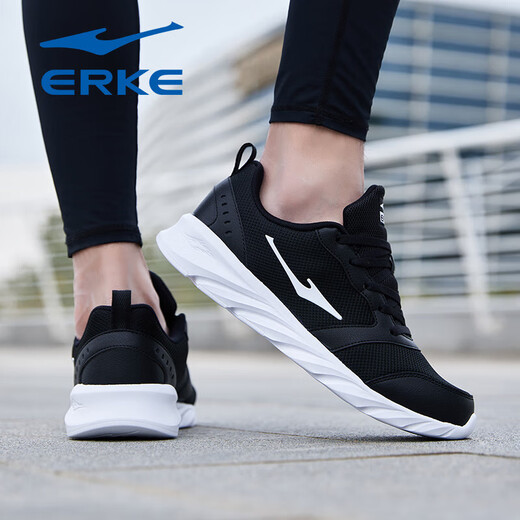 Hongxing Erke sports shoes men's shoes 2025 summer breathable mesh running shoes soft sole shock absorbing black travel casual shoes men's black/King gold 3291 (mesh model) 40