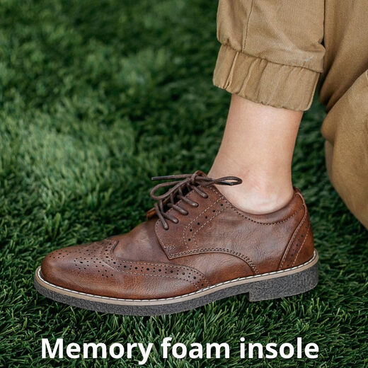 Deer Stags Boys' Formal Oxford Shoes Memory Foam Insoles Comfortable Formal Occasions Mahogany/Dark Brown 6.5 Older Children