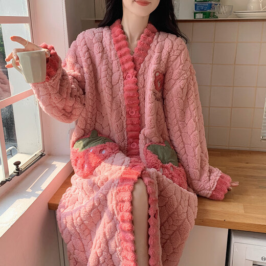 FHHUABD CORAL VELVET NACHKEHÄNE FÜR Women Frühling und Herbst 2024 Neues niedliches, verdicktes Flanell-Hauskleidung Pyjamas für Frauen Herbst und Winter 761# M Frauen (empfohlene Höhe 155-160 cm, Gewicht 9