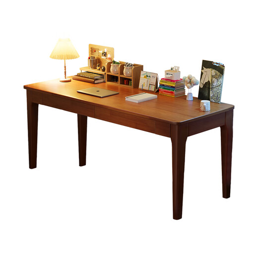 Marku Liangpin solid wood desk small apartment student simple writing desk study table X2508 walnut color 100*50*75