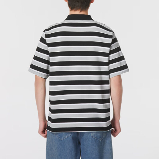 
Nike (NIKE) short-sleeved POLO shirt men's 2025 summer new striped sportswear casual lapel T-shirt half-sleeved top FN3897-010 black and white stripes S