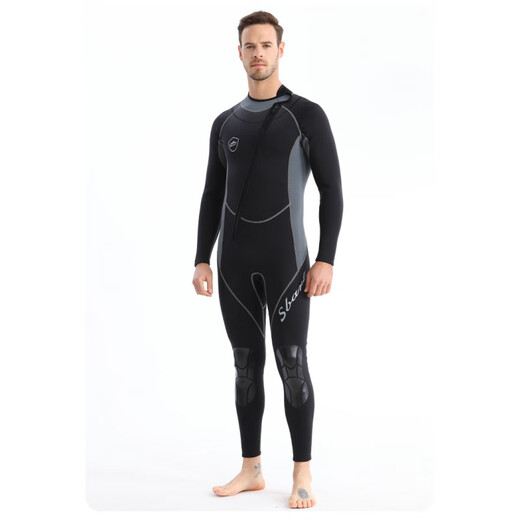 SBART 1.5mm one-piece swimsuit men's warm and cold-proof wetsuit long-sleeved one-piece trousers sun protection wetsuit 1283 black 1.5mm M