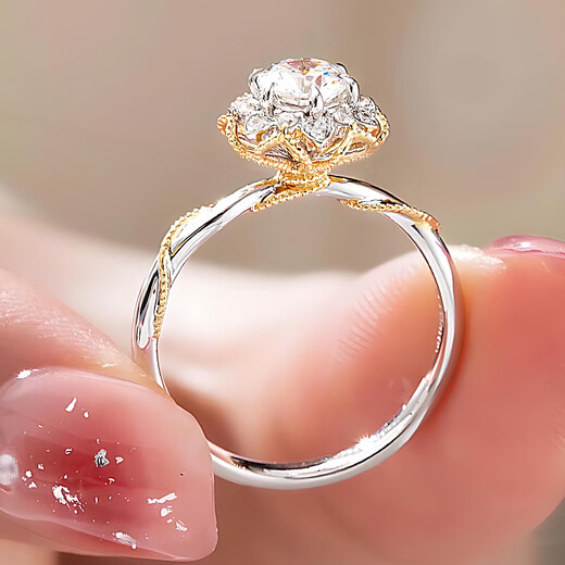 Yadige artificially cultivated diamond ring for women 18K rose gold white flower diamond ring 50 points 1 carat bouquet wedding ring D VVS1/very slightly flawed NGIC certificate/3EX+18K gold