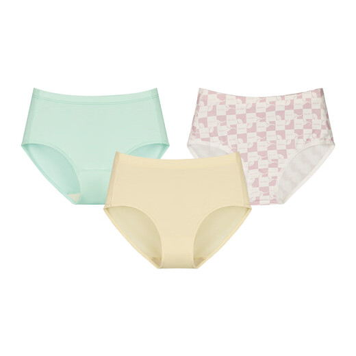 Little Blue Elephant Vitality Little Tornado Children's Perspiration-wicking Underwear Girls Briefs 7A Antibacterial Breathable Non-Clamping PP Green + Pink + Checkerboard (Girls) 3 Pairs 110