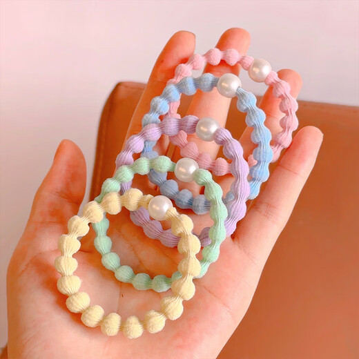 
Mo Pan's new Doudou hair ring sports head rope high ponytail hair rope high elastic durable rubber band women's hair tied accessories DK9898 Doudou hair rope [Shallow coffee 5 sets]