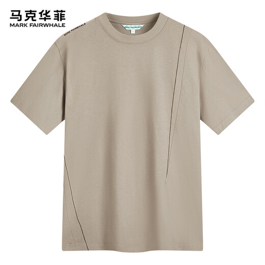 马克华菲【7A抑菌+防螨凉感】短袖T恤男25夏季字母刺绣清爽透气圆领T恤衫 701卡其 L