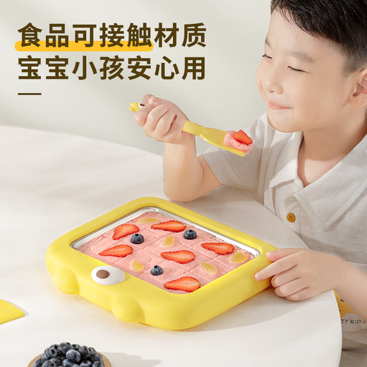 拜杰炒酸奶机家用儿童炒冰机制冰神器自制冰淇淋机冰激凌机免插电制冰 小熊多功能自制炒冰机【元气黄】 食品级材质丨304不锈钢