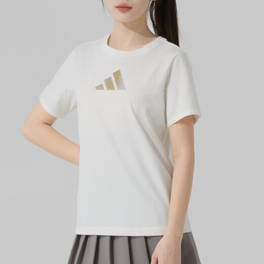 阿迪达斯 （adidas）女装运动套装25夏新款舒适透气简约短袖T恤宽松运动长裤 两件套 JM8803+JD6522 M