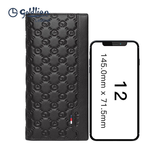 Goldlions New British Fashion Wallet Herren Multi-Card echte Leder Brieftasche Cowhide Cowhide Cowhide Wallet Long Wallet Schwarz schwarz