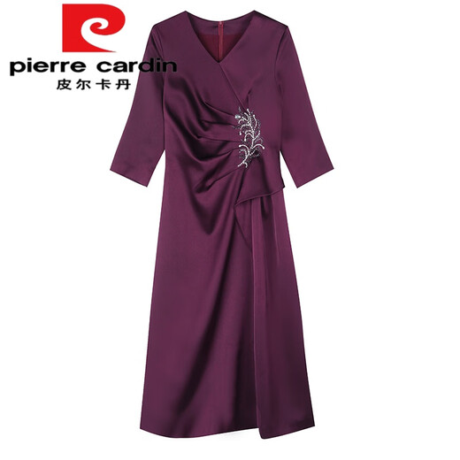 Pierre Cardin Noble joven vestido de novia de suegra para mujeres 2025 Spring y otoño NUEVO vestido de novia Vestido de novia Vino de boda de su cuerpo de alta gama Marca de lujo rojo 3xl recomendado 130-145Jin [Jin equivale a 0.5 kg]