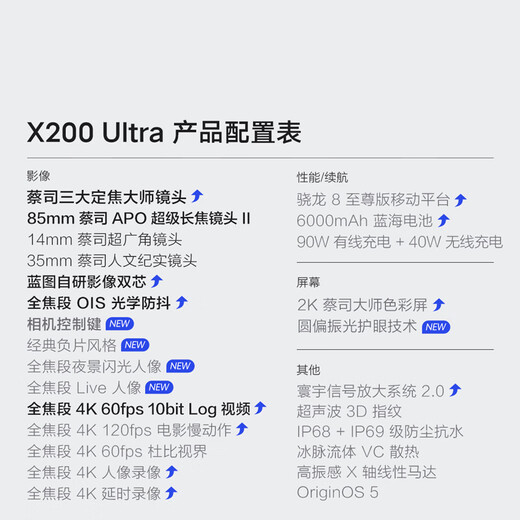 Vivo x200 Ultra Zeiss Les trois principaux objectifs maîtres à focus fixe Snapdragon 8 version suprême plate-forme mobile Blueprint Image élaborée double noyau AI 5G Phare de téléphone mobile Cercle rouge 16 Go + 512 Go