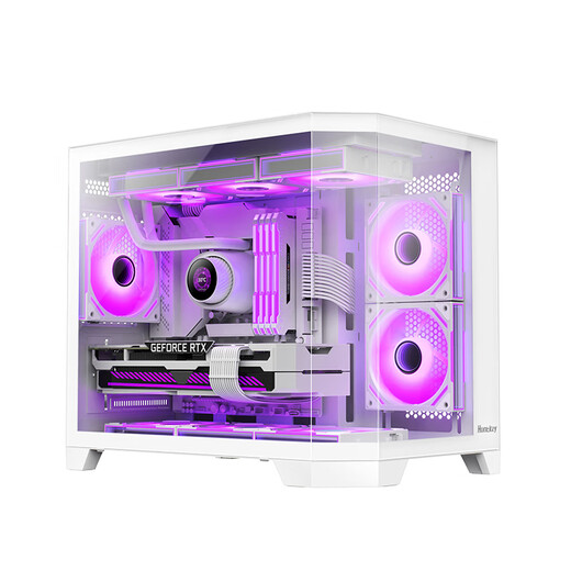 航嘉（Huntkey）S960暴风雪X冰刃版白色全景版海景房机箱（三面钢化玻璃/左右分区/360水冷/9风扇位/MATX主板）